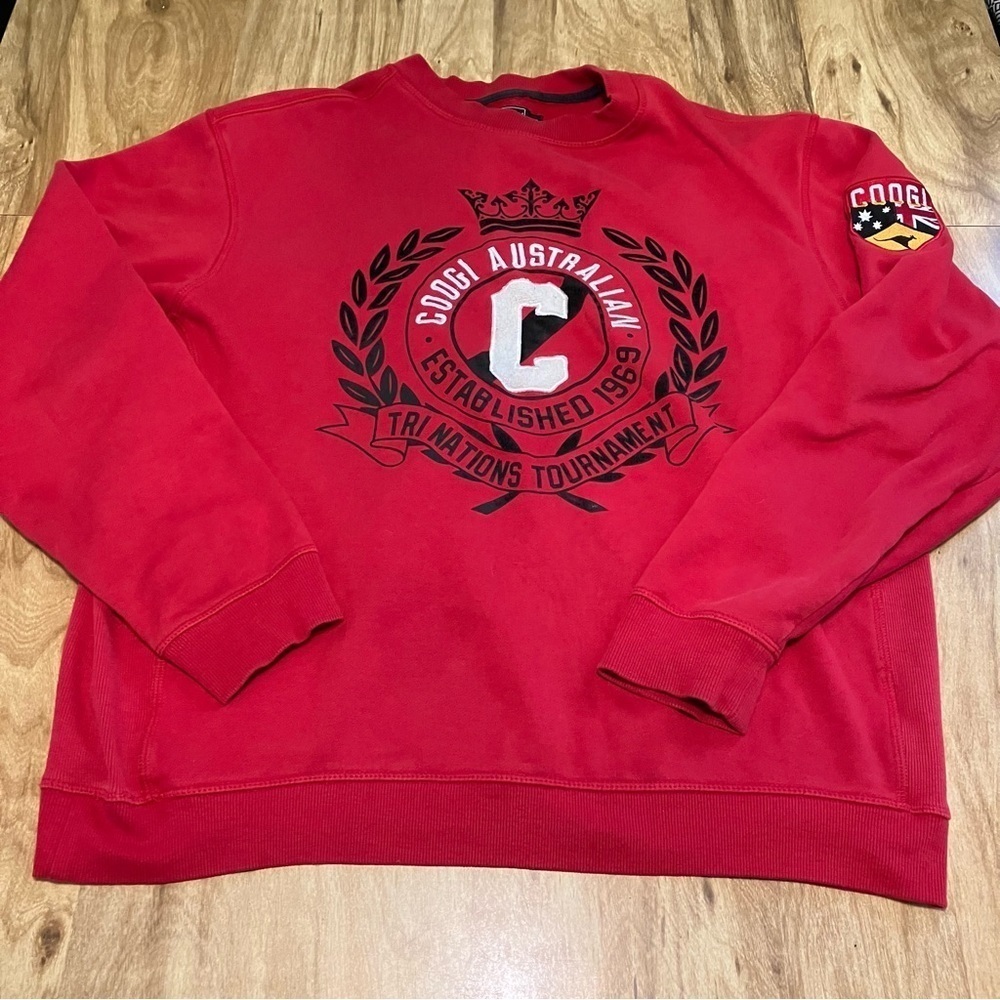 Coogi Red Australian Tri Nations Tournament Sweatshirt Embroidered Sweater XL